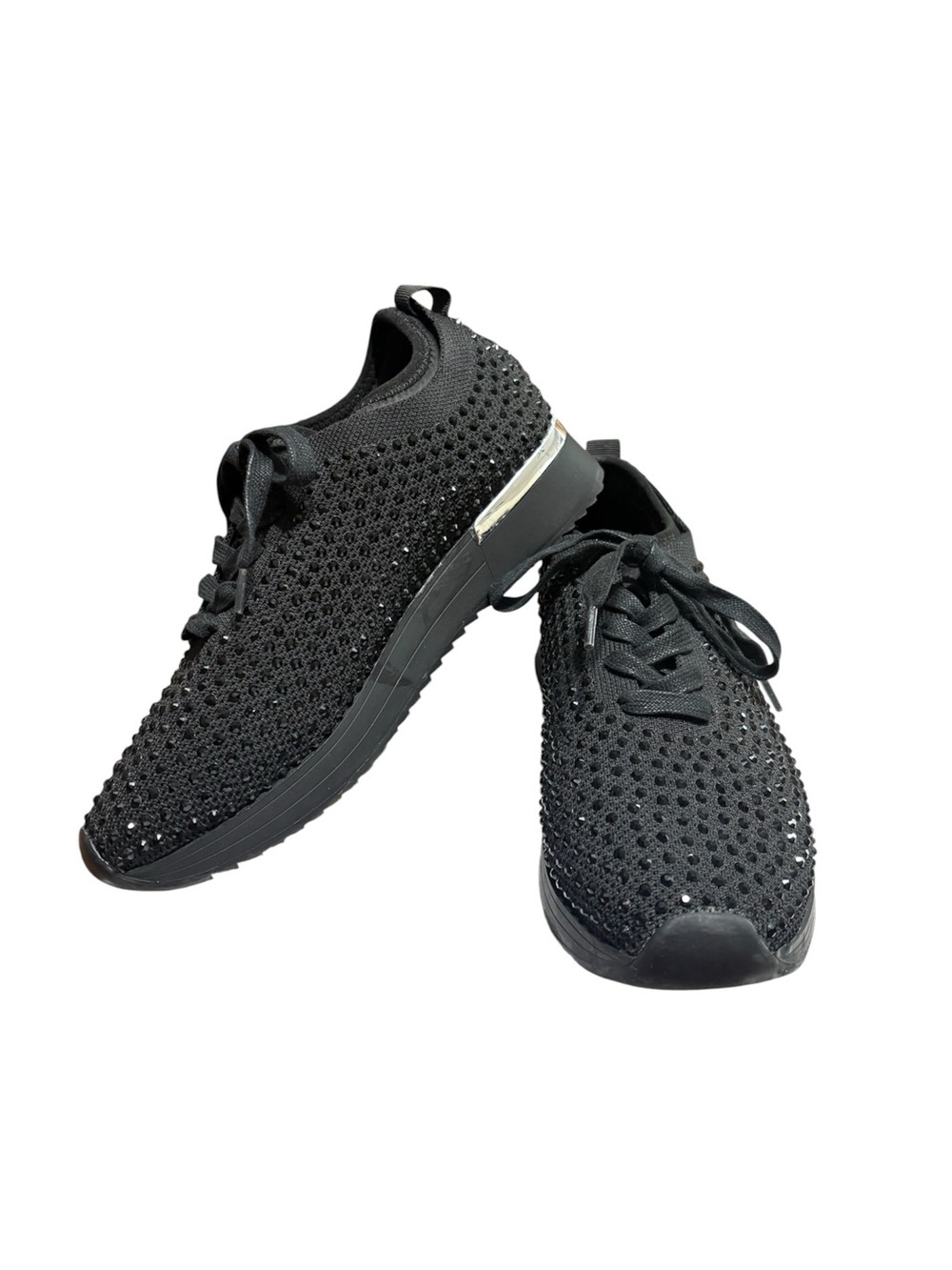 Reaction Kenneth Cole‎ Cameron Rhinestone Lace-Up Black Sneaker Women US 7 EU 37